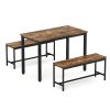 Dining Table Set, Bar Table with 2 Dining Benches, Kitchen Table Counter with Chairs, Industrial for Kitchen Breakfast Table, Living Room, Party Room