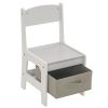 Children's Wooden Table And Chair Set With Two Storage Bags (One Table And Two Chairs) Grey And White