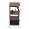 Set of 2 Night Stand, Wooden Bedside Table with Shelves, Drawers, Charging Station and 26 Colors LED Light Strip