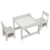 Children's Wooden Table And Chair Set With Two Storage Bags (One Table And Two Chairs) Grey And White