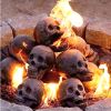 1pc Halloween Firepit Skull Fire Logs, Mitated Human Skull Ceramic, Fireproof Skull Fire Pit Halloween Decor For Party, BBQ, Bonfire, Campfire