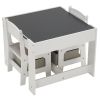 Children's Wooden Table And Chair Set With Two Storage Bags (One Table And Two Chairs) Grey And White