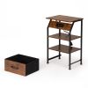 Set of 2 Night Stand, Wooden Bedside Table with Shelves, Drawers, Charging Station and 26 Colors LED Light Strip