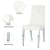 Modern simple light luxury dining chair White chair Home bedroom stool back PU electroplated chair legs (set of 2)