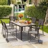 7 Pieces Patio Dining Set Outdoor Furniture With 6 Stackable Textilene Chairs And Large Table For Yard, Garden, Patio Furniture