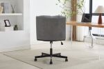 Armless Desk Chairs with Wheels Office Chair Vanity Chair with Technical Cloth Adjustable Swivel Computer Task Chairs for Home Base, Bedroom,Pink Gray