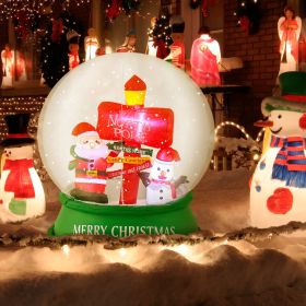 4 Feet Christmas Inflatable Snow Globe with Santa Snowman Road Sign