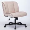 Armless Desk Chairs with Wheels Office Chair Vanity Chair with Technical Cloth Adjustable Swivel Computer Task Chairs for Home Base, Bedroom,Pink