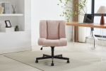 Armless Desk Chairs with Wheels Office Chair Vanity Chair with Technical Cloth Adjustable Swivel Computer Task Chairs for Home Base, Bedroom,Pink