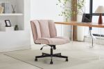 Armless Desk Chairs with Wheels Office Chair Vanity Chair with Technical Cloth Adjustable Swivel Computer Task Chairs for Home Base, Bedroom,Pink