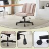 Armless Desk Chairs with Wheels Office Chair Vanity Chair with Technical Cloth Adjustable Swivel Computer Task Chairs for Home Base, Bedroom,Pink