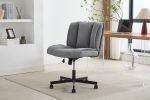 Armless Desk Chairs with Wheels Office Chair Vanity Chair with Technical Cloth Adjustable Swivel Computer Task Chairs for Home Base, Bedroom,Pink Gray