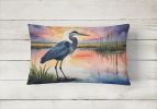 Birds, Birds, Birds Throw Pillow Throw Pillow for Indoor Couch Bed Outdoor Patio Washable, Blue Heron Setting Sun 7504,12Hx16W