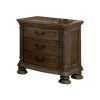 Traditional Rustic Natural Finish Solid wood 1pc Nightstand Bronze Hanging Pull Bedroom Bedside Table w 3-Drawers