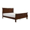 Classic Louis Philipe Style Full Bed Brown Cherry Finish 1pc Traditional Design Bedroom Furniture Sleigh Bed