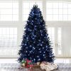 9ft Pre-Lit Black Christmas Tree, Full Halloween Xmas Artificial Tree 3176 Branch Tips, 750 Lights, Metal Hinges, Foldable Base