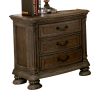 Traditional Rustic Natural Finish Solid wood 1pc Nightstand Bronze Hanging Pull Bedroom Bedside Table w 3-Drawers