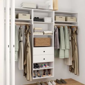 Closet Organizer System, 71"H Walk in Closet System with Drawers, Wood Armoire Wardrobe Closet with Shelves