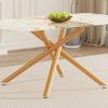 Table and chair set, large modern minimalist rectangular dining table, 0.39 inch imitation marble countertop, wood metal table legs