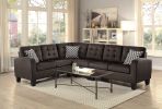 Dark Brown Reversible 4-Piece Sectional Sofa Tufted Detail Textured Fabric Upholstered Solid Wood Contemporary Living Room Furniture L-Shape Sofa Couc