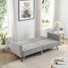 Sofa Bed Convertible Folding Light Grey Lounge Couch Loveseat Sleeper Sofa Armrests Living Room Bedroom Apartment Reading Room