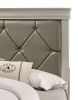 Modern 1pc Beige Champagne Finish Full Size Panel Bed Wooden Crocodile Texture PU Upholstered Headboard Crystal-Like Button Tufted Fabric Bedroom Furn