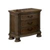 Traditional Rustic Natural Finish Solid wood 1pc Nightstand Bronze Hanging Pull Bedroom Bedside Table w 3-Drawers