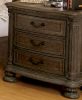 Traditional Rustic Natural Finish Solid wood 1pc Nightstand Bronze Hanging Pull Bedroom Bedside Table w 3-Drawers