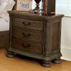 Traditional Rustic Natural Finish Solid wood 1pc Nightstand Bronze Hanging Pull Bedroom Bedside Table w 3-Drawers