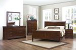 Classic Louis Philipe Style Full Bed Brown Cherry Finish 1pc Traditional Design Bedroom Furniture Sleigh Bed