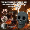 1pc Halloween Firepit Skull Fire Logs, Mitated Human Skull Ceramic, Fireproof Skull Fire Pit Halloween Decor For Party, BBQ, Bonfire, Campfire