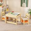 Kids Table Chairs Set With Storage Boxes Blackboard Whiteboard Drawing