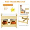 Kids Table Chairs Set With Storage Boxes Blackboard Whiteboard Drawing