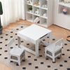 Children's Wooden Table And Chair Set With Two Storage Bags (One Table And Two Chairs) Grey And White