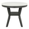 5-piece Dining Round Table Set with One Faux Marble Top Dining Table and Four PU-leather Chairs,Grey