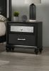 Luxury 1pc Glam 2-Drawer Nightstand End Table Black Finish Shimmering Accents Bedroom Solid Wood Wooden Furniture