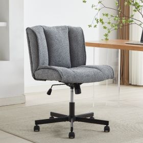 Armless Desk Chairs with Wheels Office Chair Vanity Chair with Technical Cloth Adjustable Swivel Computer Task Chairs for Home Base, Bedroom,Pink Gray