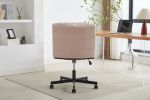 Armless Desk Chairs with Wheels Office Chair Vanity Chair with Technical Cloth Adjustable Swivel Computer Task Chairs for Home Base, Bedroom,Pink