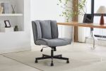 Armless Desk Chairs with Wheels Office Chair Vanity Chair with Technical Cloth Adjustable Swivel Computer Task Chairs for Home Base, Bedroom,Pink Gray