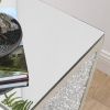 Inverted triangular mirror square table, crystal diamond inlaid coffee table, silver glass side table suitable for corridors, living rooms, corners