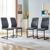 Modern dining chair with faux leather cushioned seats - dining chair with metal legs, suitable for kitchen, living room, bedroom