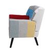 Patchwork Accent Chair, Mid Century Modern Fabric Club Chair for Bedroom Comfy, Colourful Single Sofa Chair for Livingroom, Bedroom, Office