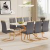 Table and chair set, large modern minimalist rectangular dining table, 0.39 inch imitation marble countertop, wood metal table legs