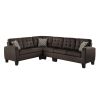 Dark Brown Reversible 4-Piece Sectional Sofa Tufted Detail Textured Fabric Upholstered Solid Wood Contemporary Living Room Furniture L-Shape Sofa Couc