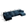 Comfort U Shaped Couch with Reversible Chaise, Modular Large U-Shape Sectional Sofa, Double Extra Ottomans,Blue Chenille