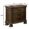 Traditional Rustic Natural Finish Solid wood 1pc Nightstand Bronze Hanging Pull Bedroom Bedside Table w 3-Drawers