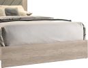 Contemporary 1pc Cream Finish California King Size Bed Bedroom Furniture Gray V-Design Headboard Rubberwood 1pc Bedframe