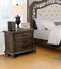 Traditional Rustic Natural Finish Solid wood 1pc Nightstand Bronze Hanging Pull Bedroom Bedside Table w 3-Drawers