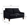 Modern Loveseat sofa for Living Room, Upholstered Velvet Small Couch with Wooden Legs for Livingroom Bedroom, Black