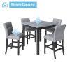 5-Piece Counter Height Dining Set Wood Square Dining Room Table and Chairs Stools w/Footrest & 4 Upholstered high-back Chairs